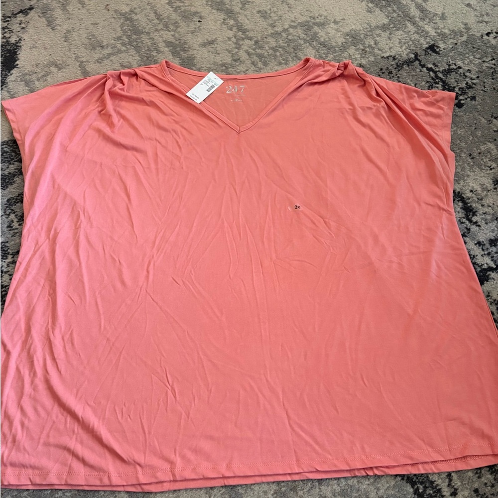 Maurices Coral V-Neck Short Sleeve Tee